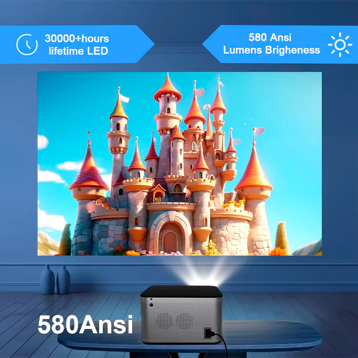 580 Lúmenes ANSI y 30,000 horas de vida útil - MagCubic HY350