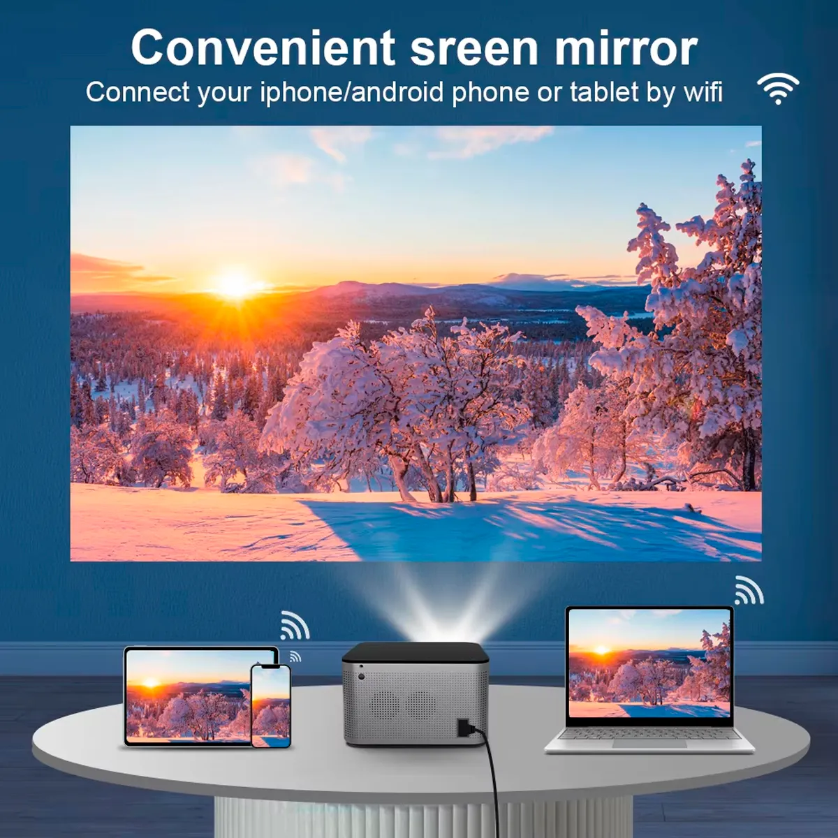 Conectividad WiFi 6 para iPhone y Android - Proyector MagCubic HY350