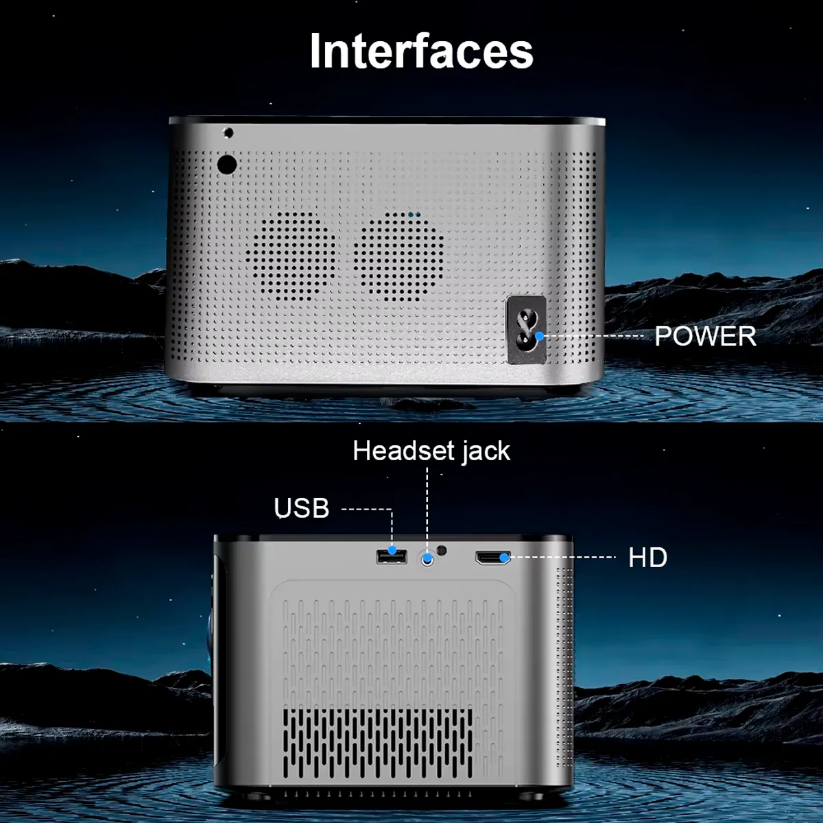 Múltiples puertos: USB, HDMI, Audio Jack, Power - MagCubic HY350